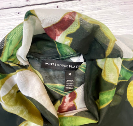 White House Black Market Botanical Print Sheer Top - Size Medium