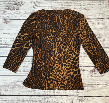 Lauren Ralph Lauren Leopard Print Wrap Top - Size Large