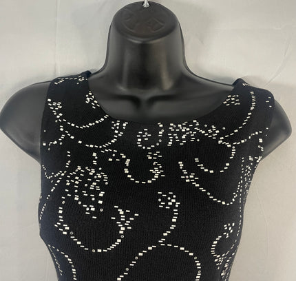 St. John Black Rhinestone Embellished Cocktail Dress - Size 2