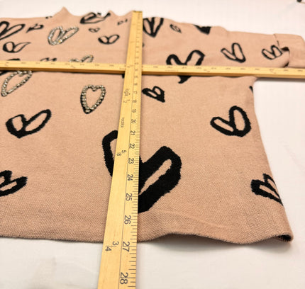 Frank Lyman Heart Print Mock Neck Top - Blush Pink - Size XL