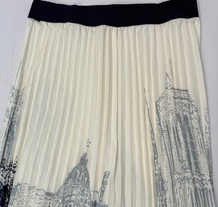 Architectural Cityscape Print Pleated Maxi Skirt - Size M