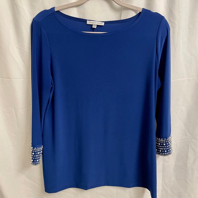 Annalee + Hope Cobalt Blue Embellished Tunic - Size Large