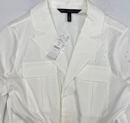 White House Black Market White Eyelet Belted Jacket - Size S - New With Tags