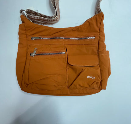 Cluci Cognac Nylon Crossbody Bag - Multi-Pocket Adjustable Strap