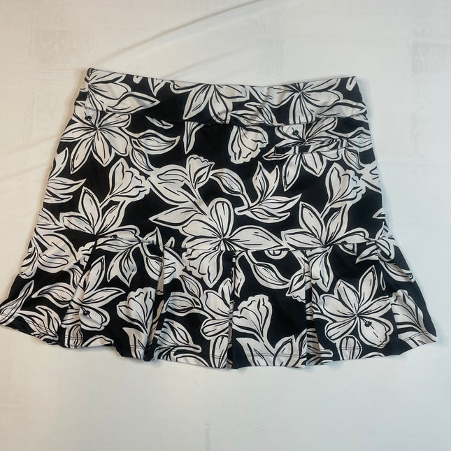Emerald 18 Black & White Floral Golf Skirt - Size Large