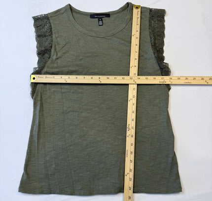 White House Black Market Silver Eyelet Lace Sleeve Top - Size M