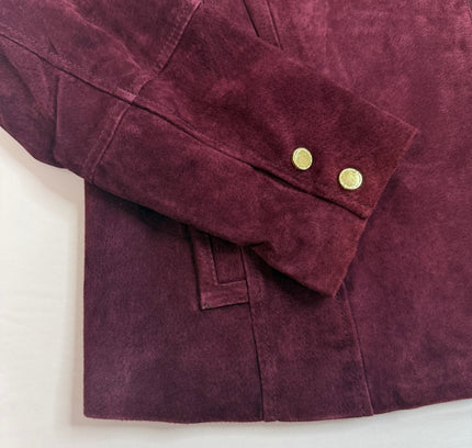 Burgundy Suede Leather Jacket - Isaac Mizrahi LIVE