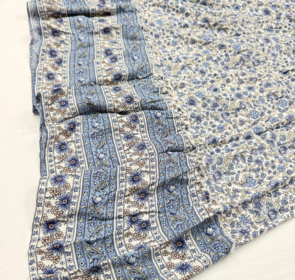 No Comment Blue Floral Tiered Midi Skirt - size Large