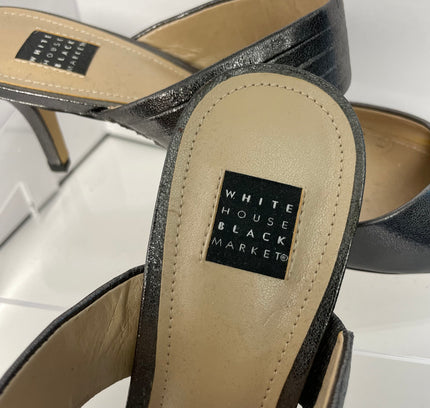 White House Black Market Metallic Gunmetal Mule Heels - Size 7 -