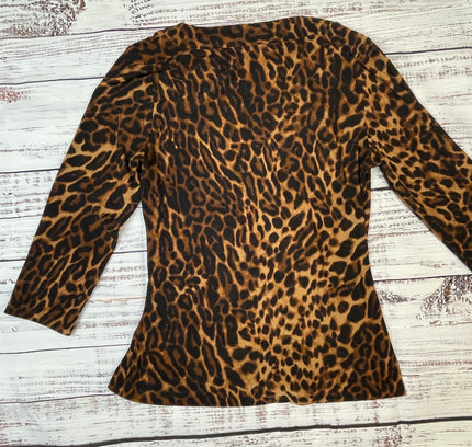 Lauren Ralph Lauren Leopard Print Wrap Top - Size Large