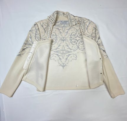 St John Cream Knit Suit with Embellished Jacket - Size 4