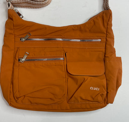 Cluci Cognac Nylon Crossbody Bag - Multi-Pocket Adjustable Strap