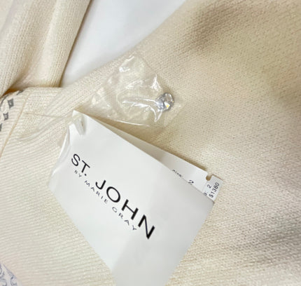 St John Cream Knit Suit with Embellished Jacket - Size 4