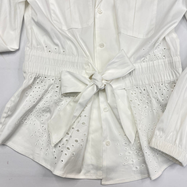 White House Black Market White Eyelet Belted Jacket - Size S - New With Tags