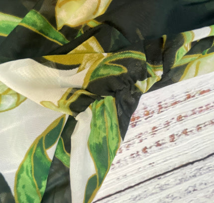 White House Black Market Botanical Print Sheer Top - Size Medium