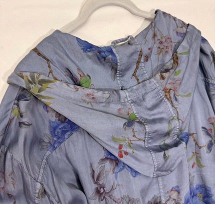 Chico's Floral Print Hooded Shirt Jacket - Size Large