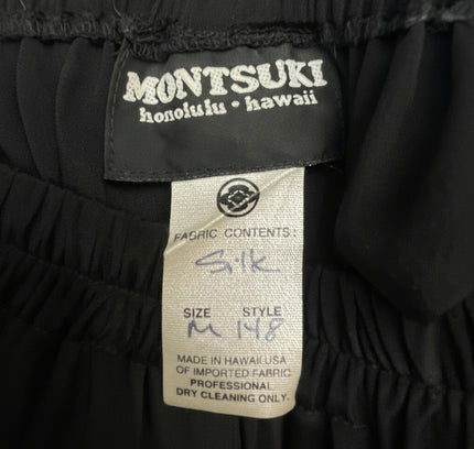 Montsuki Honolulu Black Silk Two-Piece Set - Size M