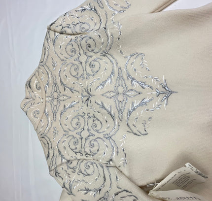 St John Cream Knit Suit with Embellished Jacket - Size 4