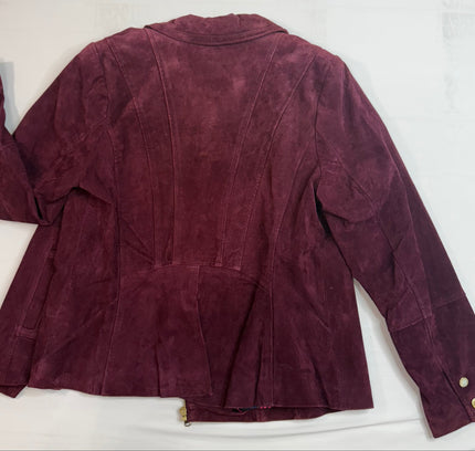 Burgundy Suede Leather Jacket - Isaac Mizrahi LIVE