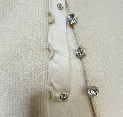 St John Cream Knit Suit with Embellished Jacket - Size 4