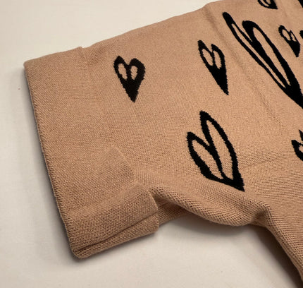 Frank Lyman Heart Print Mock Neck Top - Blush Pink - Size XL