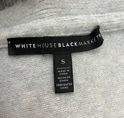 White House Black Market Grey Long Sweater with Removable Fur - Size Small