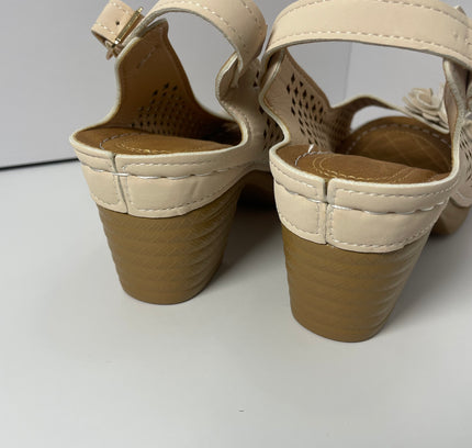 Perforated Leather Slingback Clogs with Floral Detail - Size 38