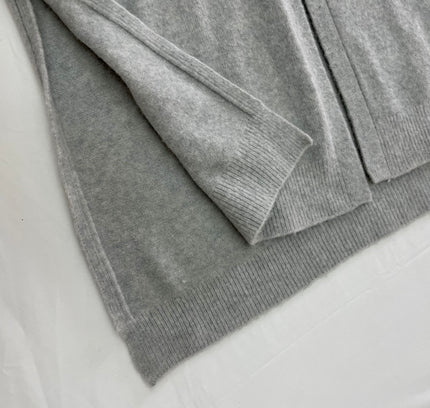 White House Black Market Grey Long Sweater with Removable Fur - Size Small