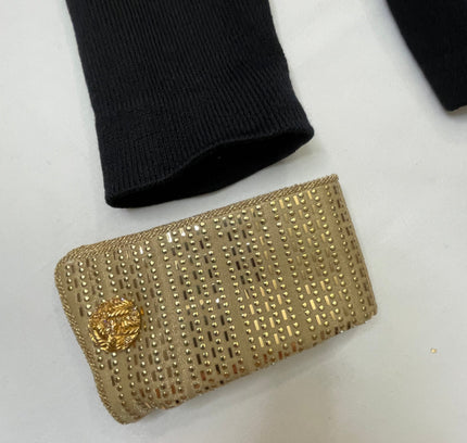 St John Black Blazer with Gold Embellished Collar - Size 2