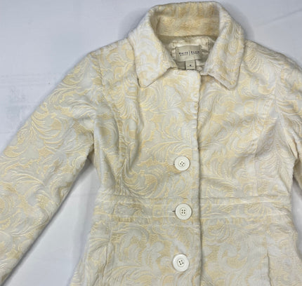 White House Black Market Ivory Faux Fur Coat - Size Small