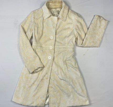 White House Black Market Ivory Faux Fur Coat - Size Small