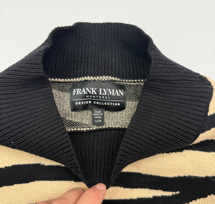 Frank Lyman Mixed Animal Print Sweater - Black & Tan - Size XL /TG