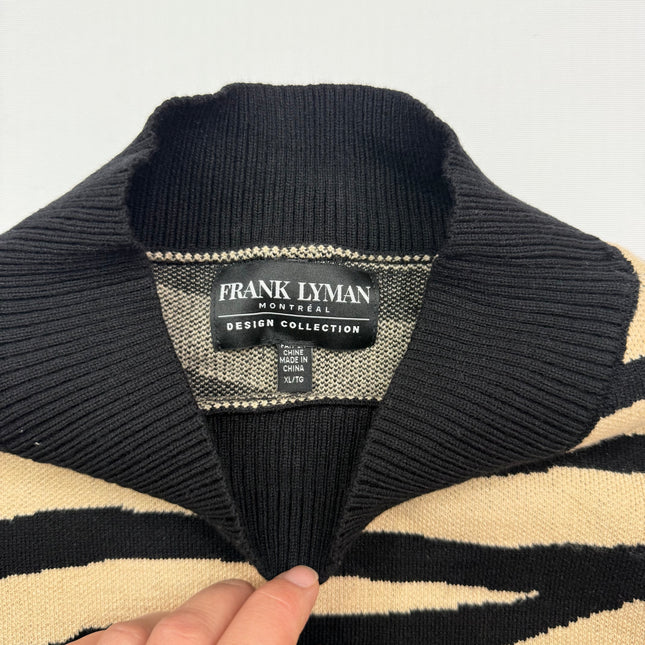 Frank Lyman Mixed Animal Print Sweater - Black & Tan - Size XL /TG