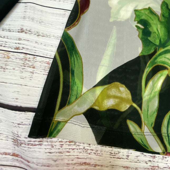 White House Black Market Botanical Print Sheer Top - Size Medium