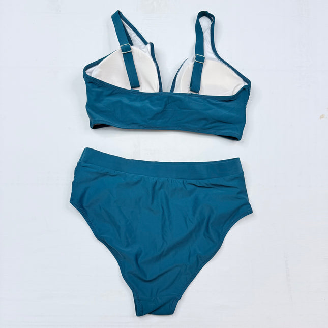 Blooming Jelly Tummy Control Bikini Set - Turquoise Blue SIZE LARGE