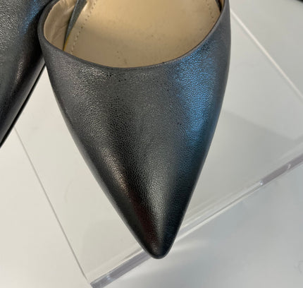 White House Black Market Metallic Gunmetal Mule Heels - Size 7 -