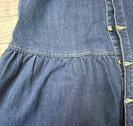 Vintage Button-Up Denim Skirt with Ruffle Hem