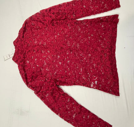 SOLD White House Black Market Dark Red Lace Top - Size M - New With Tags