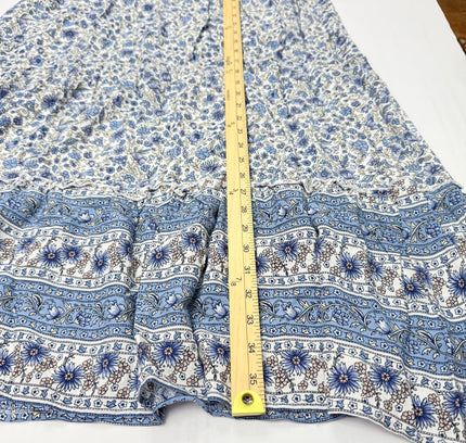 No Comment Blue Floral Tiered Midi Skirt - size Large