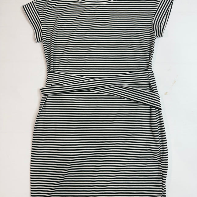Merokeety Black & White Striped Twist Waist Dress - Size Medium