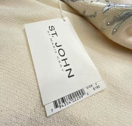 St John Cream Knit Suit with Embellished Jacket - Size 4