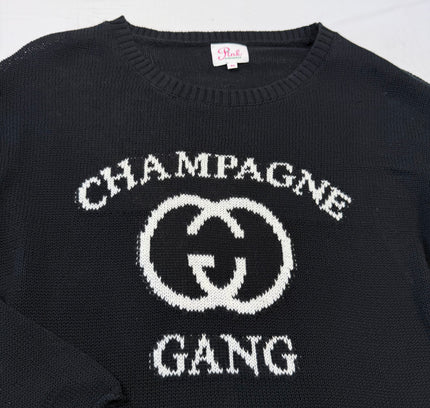 Pink Pineapple Champagne Gang Graphic Sweater - Size XS