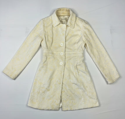 White House Black Market Ivory Faux Fur Coat - Size Small