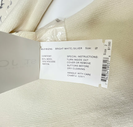 St John Cream Knit Suit with Embellished Jacket - Size 4