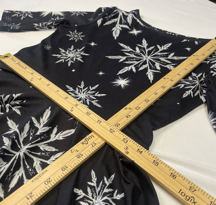 Black Snowflake Print Holiday Dress - Size Medium