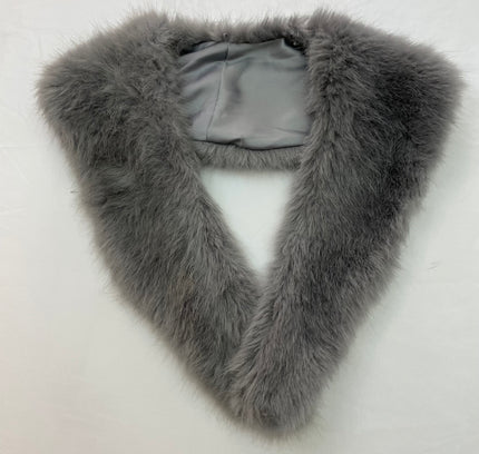 White House Black Market Grey Long Sweater with Removable Fur - Size Small