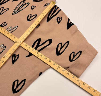 Frank Lyman Heart Print Mock Neck Top - Blush Pink - Size XL