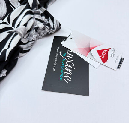 Maxine of Hollywood Tropical Palm Print One-Piece Swimsuit - Black & White US 16