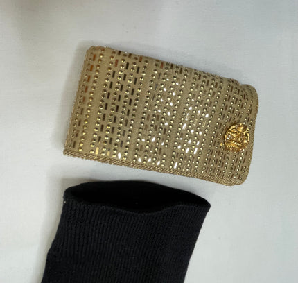 St. John Black Knit Jacket with Gold Collar & Removable Details - Size 2