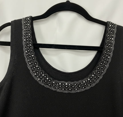 St. John Evening Black Beaded Jacket & Tank Set by Marie Gray - Size 2